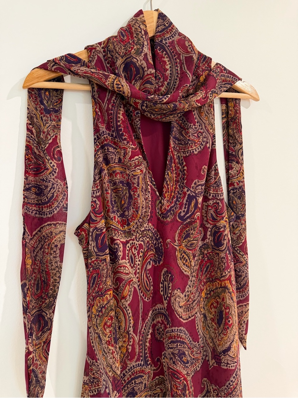 LAUREN Ralph Lauren Paisley Tie-Neck V-Neck Sleeveless Shift Dress, Size 12 - Picture 6 of 16